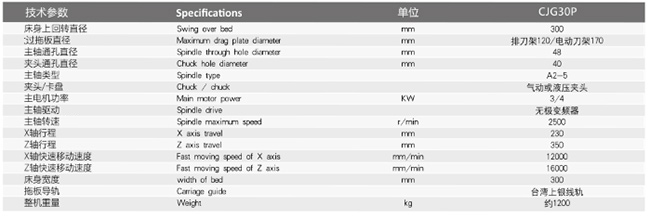 CJG30P數(shù)控車床參數(shù)表