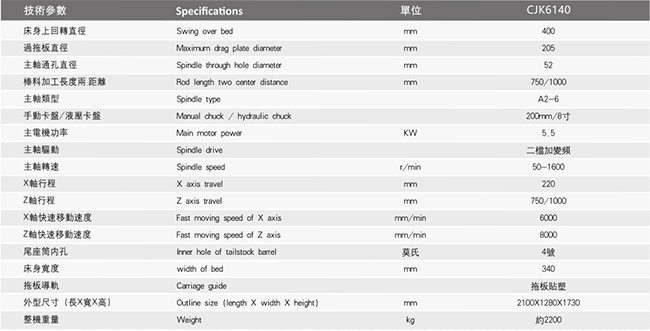 CJK6140數(shù)控機(jī)床參數(shù)表